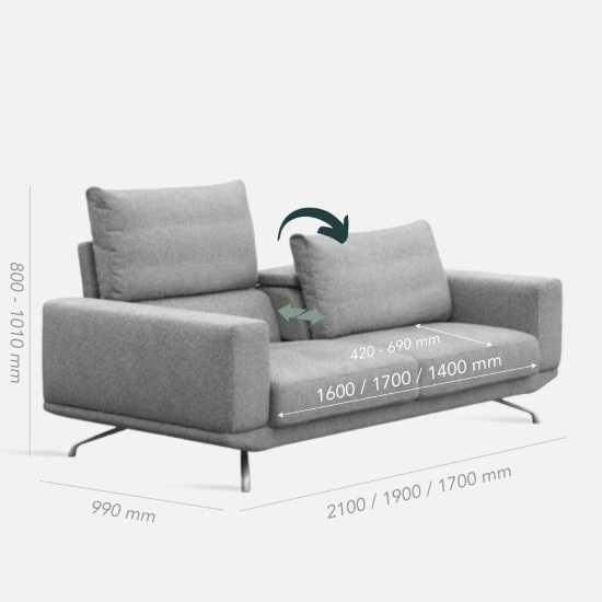 Aston Recliner Sofa, 210, Grey (with ottoman) [In-Stock x2]